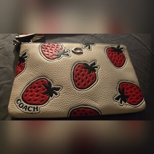 Coach Red and Cream Strawberry Clutch